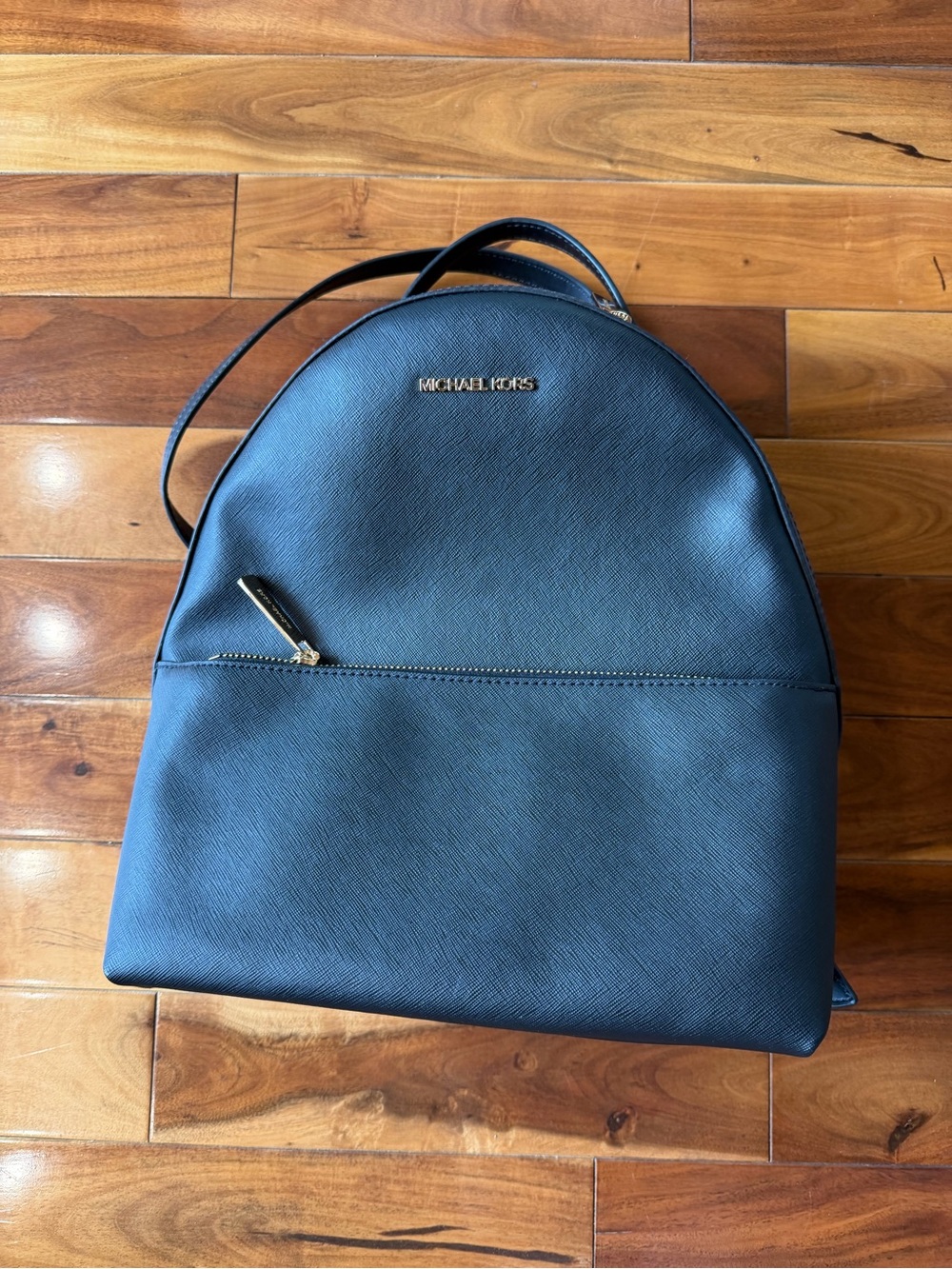 Michael Kors Black Leather Backpack with Gold Hardware
